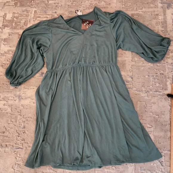 NWT Ava & Viv stretchy green dress with pockets - Picture 5 of 16